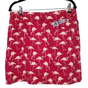 Royal & Awesome Pink Flamingo Pockets Cotton Blend Golf Pickleball Skort Size 10